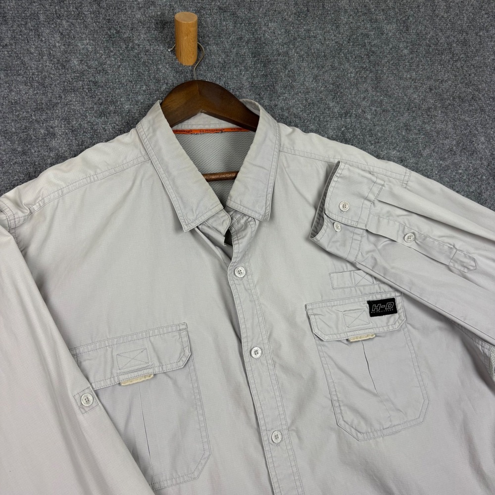 Harley-Davidson Performance Mens Gray Ripstop Long Sleeve Button Down Shirt XL